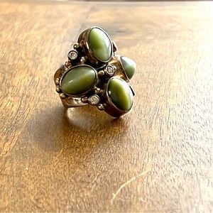 KumKum Jewelry Green Tiger’s eye multistone ring